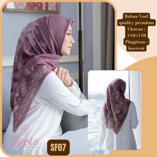 jilbab VOAL segi empat motif premium / hijab voal printing