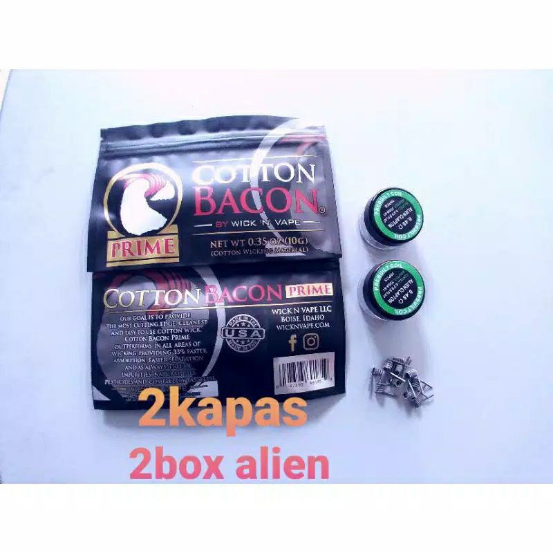 PAKET KAPAS VAPOOR BACON 2 PCS DAN KAWAT ALIEN 2 PCS