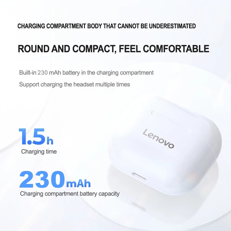 Lenovo LP40 Earphone Nirkabel Bluetooth 5.1 Headphone dengan Mic AAC/SBC Pengurangan Kebisingan Headset Olahraga Latensi Rendah