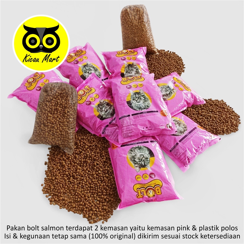 MAKANAN KUCING BOLT KEMASAN 800 GRAM RASA SALMON BENTUK BULAT PAKAN KUCING BOLT PINK CAT DRY FOOD MAKANAN KERING PELET KUCING