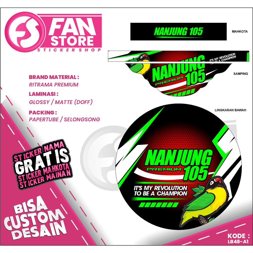 Stiker Sangkar Lovebird EBOD JAYA Tebok Love Bird Decal Sangkar Bulat