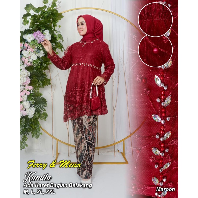 Setelan kebaya tunik kamila | Kebaya brukat payet | Kebaya Favorite Baju outfit wisuda pernikahan lamaran Size M L XL XXL