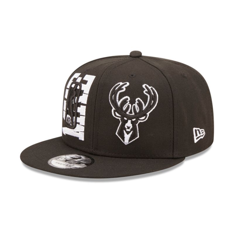 Topi New Era Cap Milwaukee Bucks NBA 2022 Draft Black 9Fifty Snapback Original