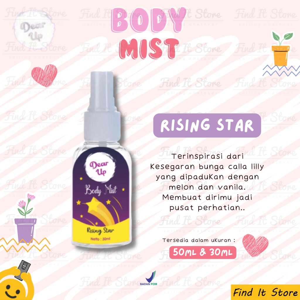 Dear Up Body Mist 30ml 50ml Parfume Body Fragrance Spray | Pewangi Badan BPOM