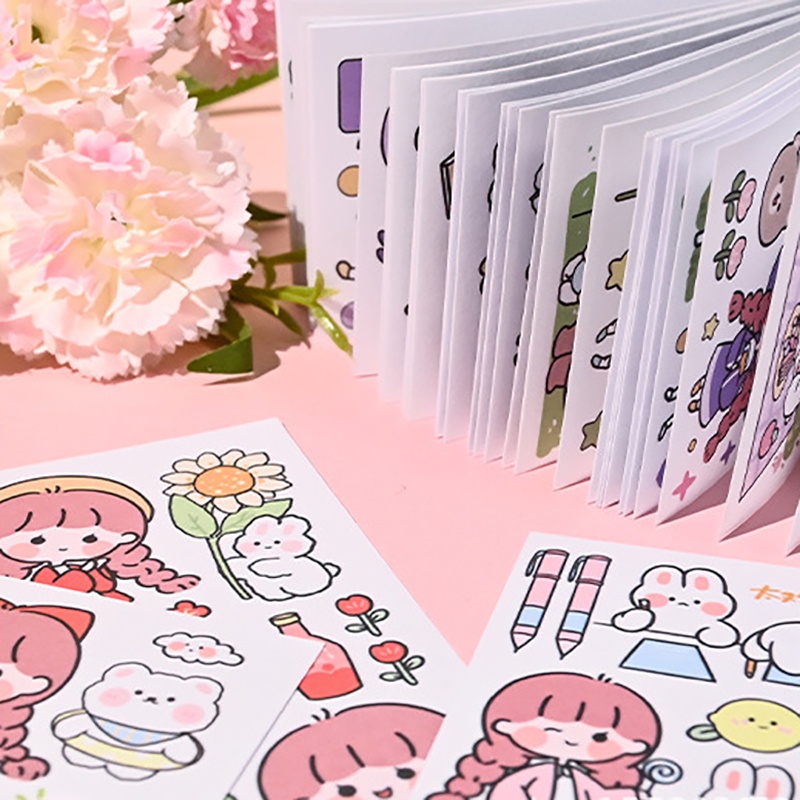 50pcs Stiker Lucu Buku Dengan Graver DIY Bahan Kertas Washi Stiker Untuk Tangan Akun Dekorasi Sticker Stationery