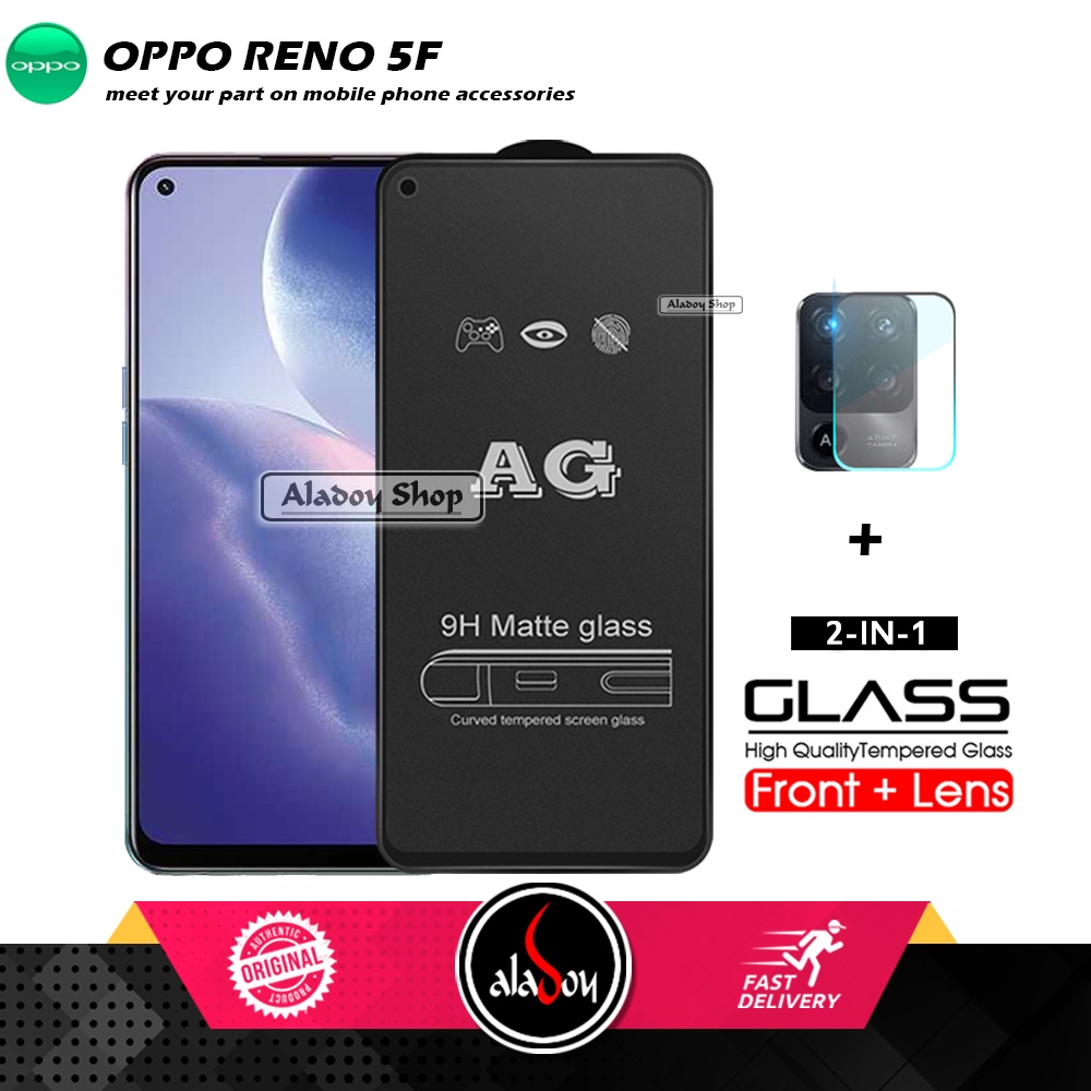 Oppo Reno 5F PAKET 2IN1 Tempered Glass Matte Anti Glare Full Layar dan Tempered Glass Kamera