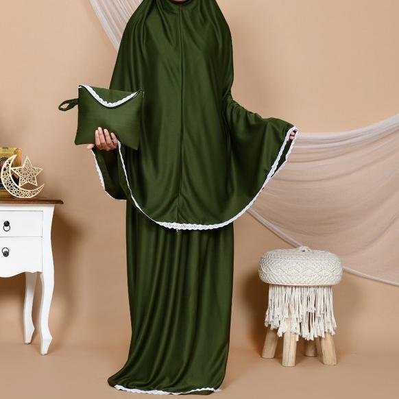 Mukena Tazbiya Harvest Bloom Blue - Abu-abu