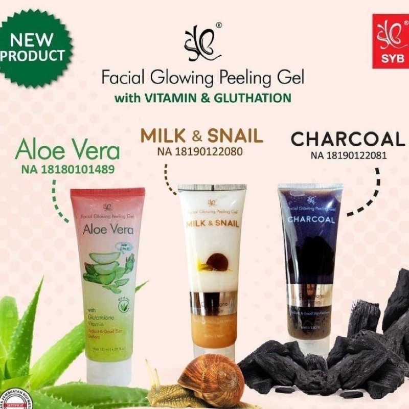 Jual SYB PEELING GEL ALOE VERAMILK & SNAILCHARCOAL Shopee Indonesia
