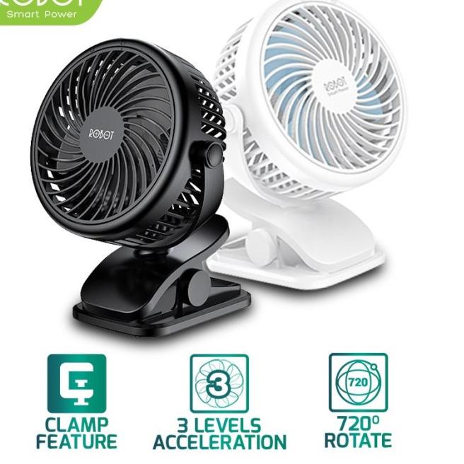 KIPAS ANGIN MINI PORTABLE ROBOT RT-BF10 Cleanable 720 Rotating ORIGINA - Putih