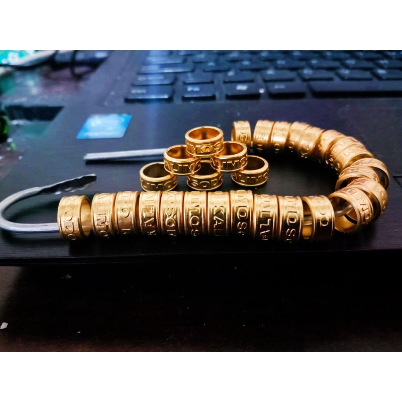 Ring burung Merpati Model Kuningan, bebas Request nama 1 baris