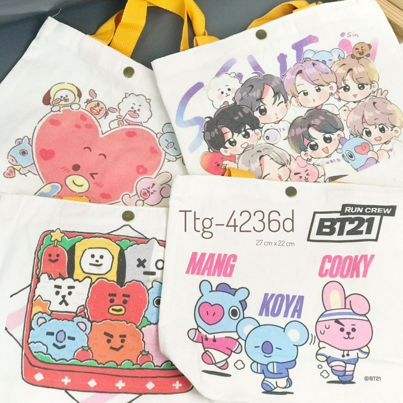 Tas kanvas / totebag kanvas kecil / tas kanvas bts / tas kanvas bt21 / tas totebag kecil kanvas