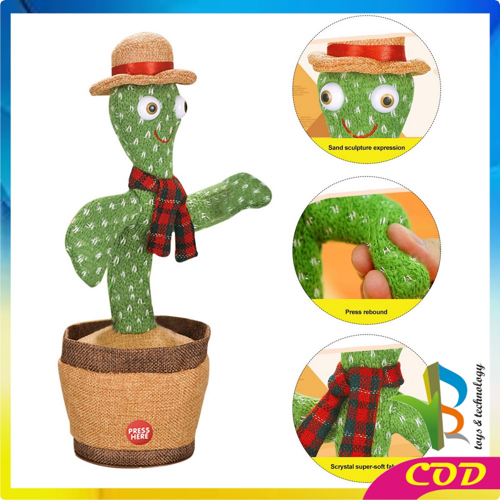 RB-M179 Mainan Kaktus Bergoyang Dancing Cactus Boneka Kaktus Goyang dan Bicara Kaktus Joget Ngomong