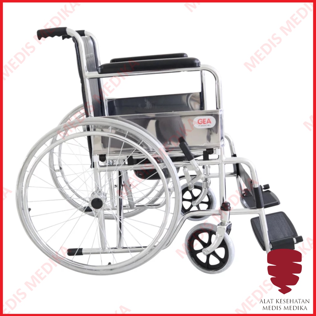 GOJEK ONLY Kursi Roda 2in1 GEA FS609 Alat Bantu Jalan Penunjang Gerak BAB Duduk Wheel Chair WheelChair FS 609