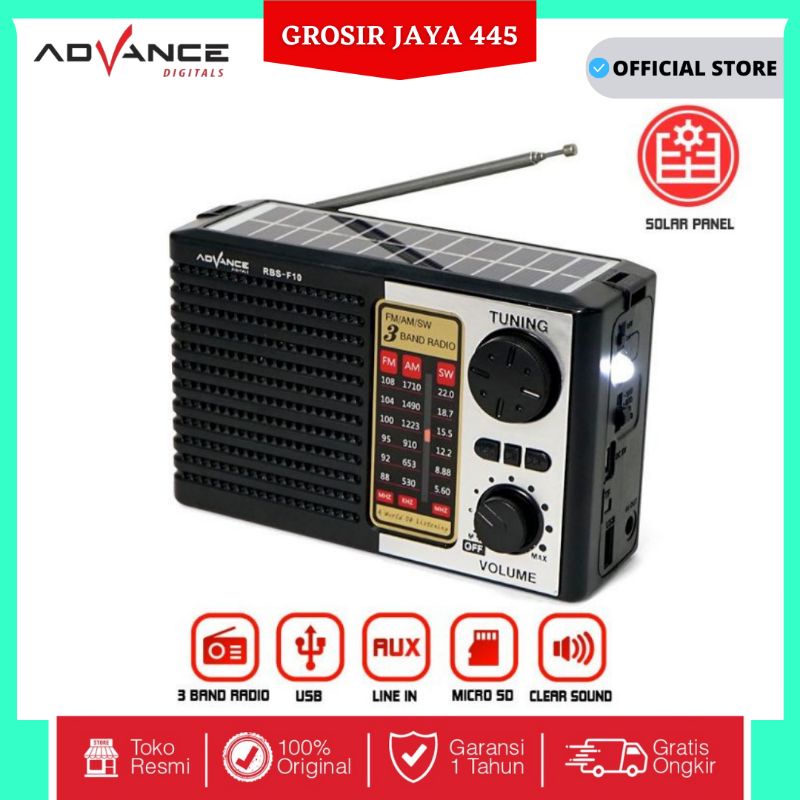 ADVANCE RADIO AM/FM/SW PORTABLE SPEAKER BLUETOOTH PANEL SURYA RBS-F10