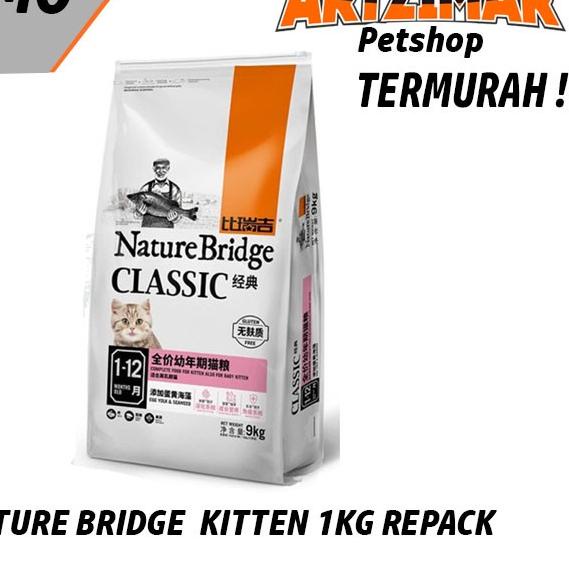 nature bridge kitten 1kg repack makanan kucing cat food
