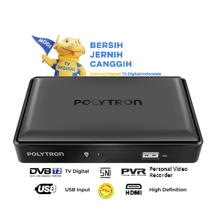 MATRIX / Polytron Set Top Box DVB T2 STB Apple Merah / Kuning + Antena Dongle