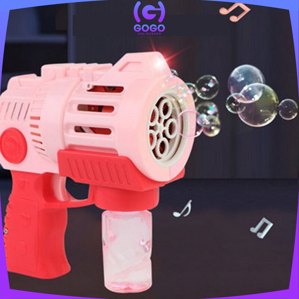 GOGO-M138 Mainan Anak Bubble Gun Ada Musik / Mainan Pistol Air Tembakan Gelembung Sabun 5 Mata