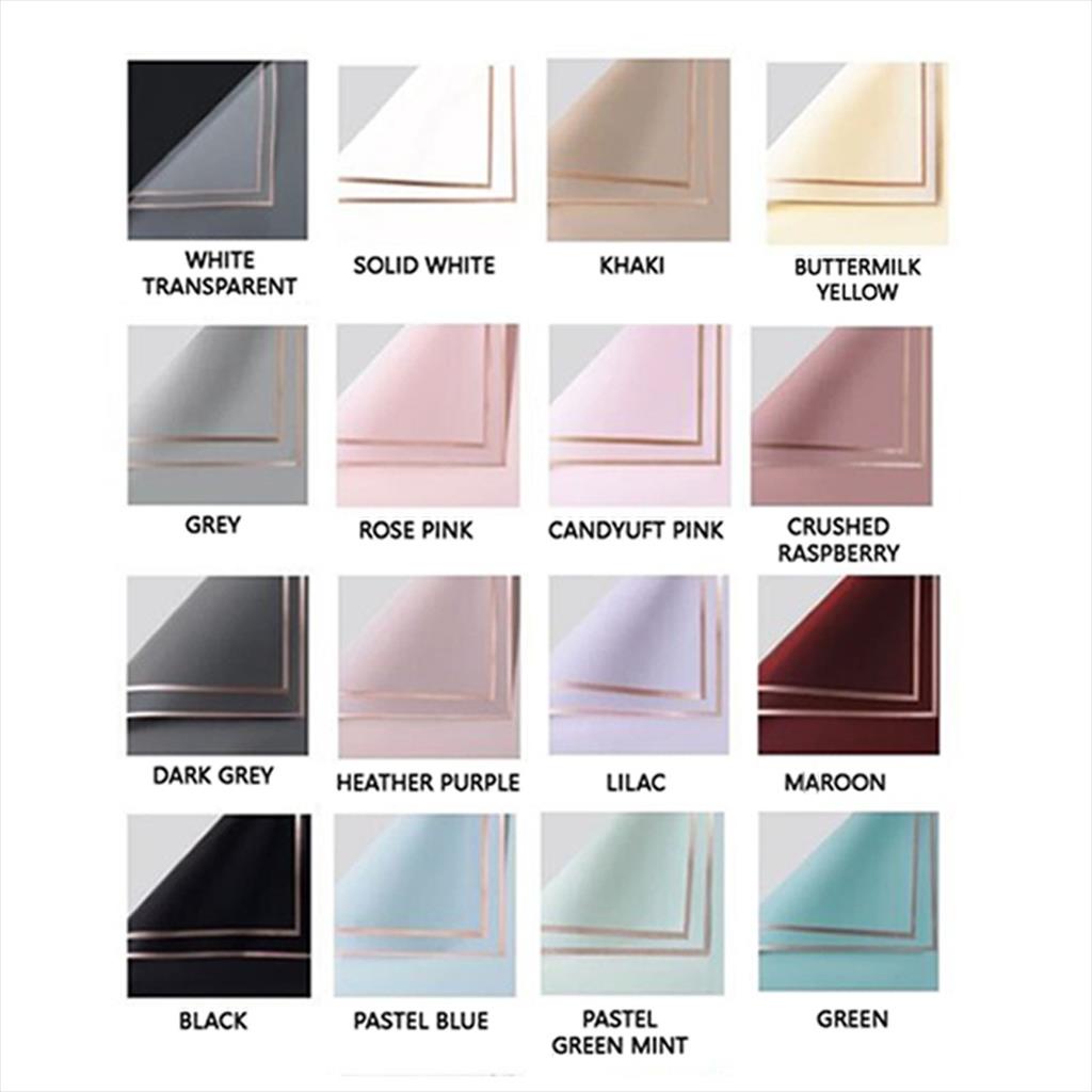 

Gold Border Cellophane Flower Wrapping Paper/Kertas Bungkus Buket Bunga Garis Emas