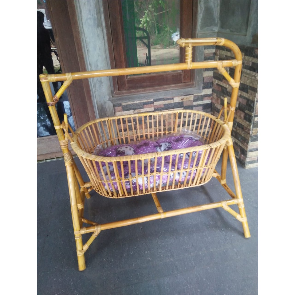 AYUNAN BAYI ROTAN ASLI MODEL SAMPING