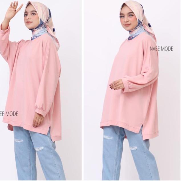 ATASAN BLOUSE BATWING JUMBO BIGSIZE OVERSIZE BABYTERRY SPANDEX - 1795 - Putih, 3L
