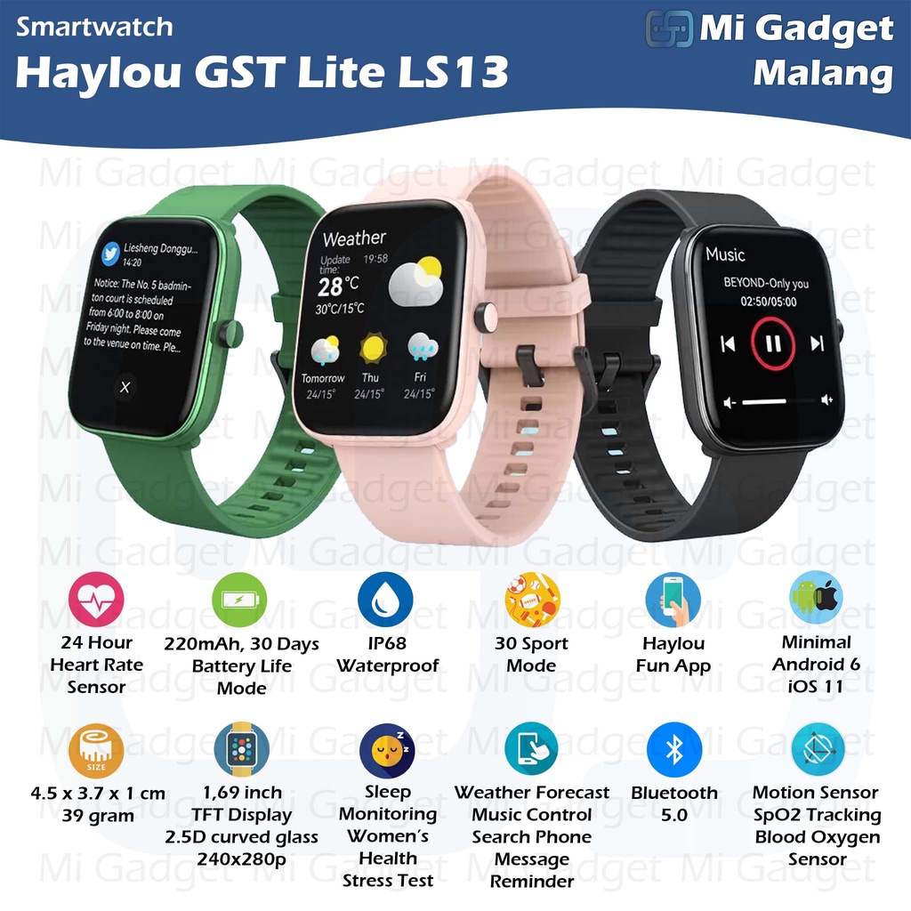 Haylou Jam Tangan Digital GST Lite LS13 Smartwatch Fitness Smart Watch LS 13 Pria Wanita