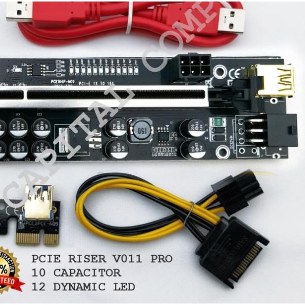 PCIE RISER CARD x16 VER 011 -10 Capacitor - 011PRO BLUE