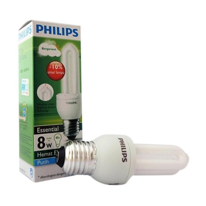AKPA TERANG HEMAT ENERGI Bohlam Bola Lampu Philips 8W Essential 8 Watt w