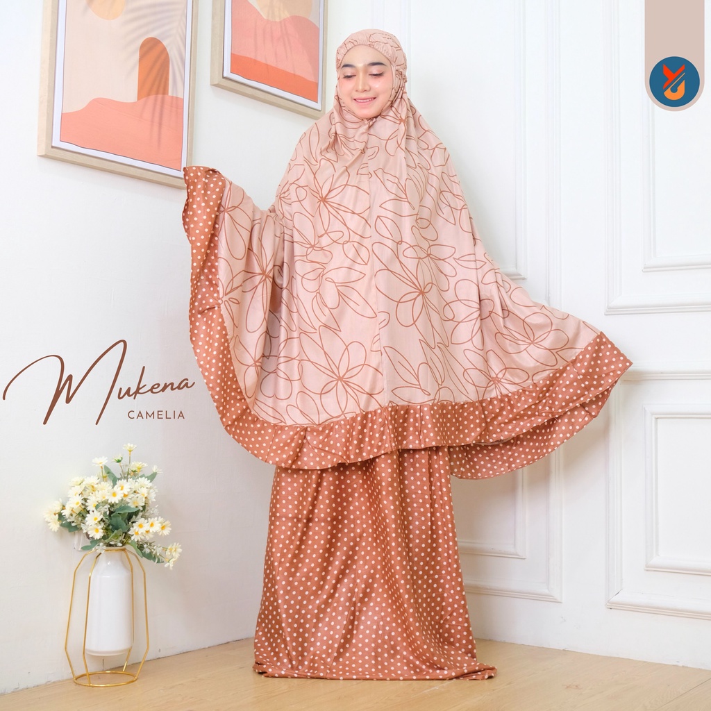 YashCollection Mukena Dewasa Bali Mukena Cemara LAMIA Jumbo-Mukena Camelia Choco