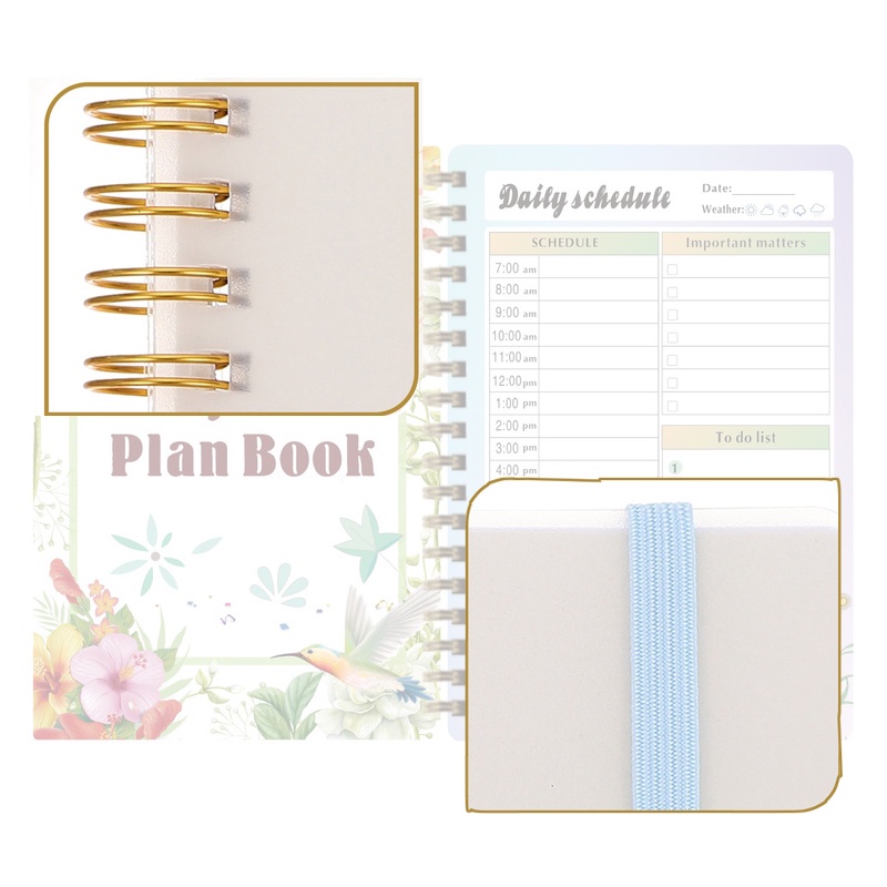 Daily Planner Notebook Spiral Coil Kalender Planner Jadwal Harian Notepad Perencanaan Akademik Bahasa Inggris Menulis Alat Tulis