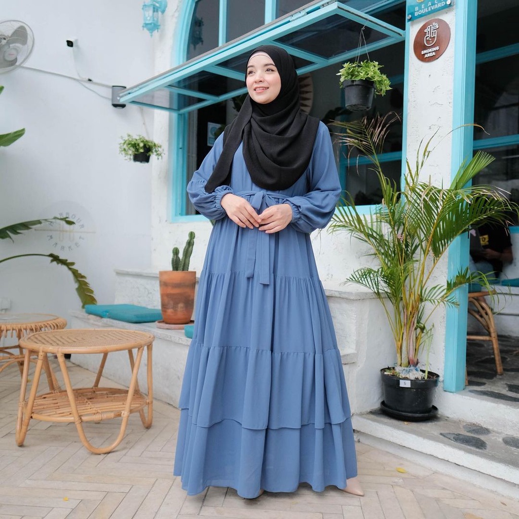 Gamis Ceruty ALMA MAXY Dress Zipper Depan LD 110cm