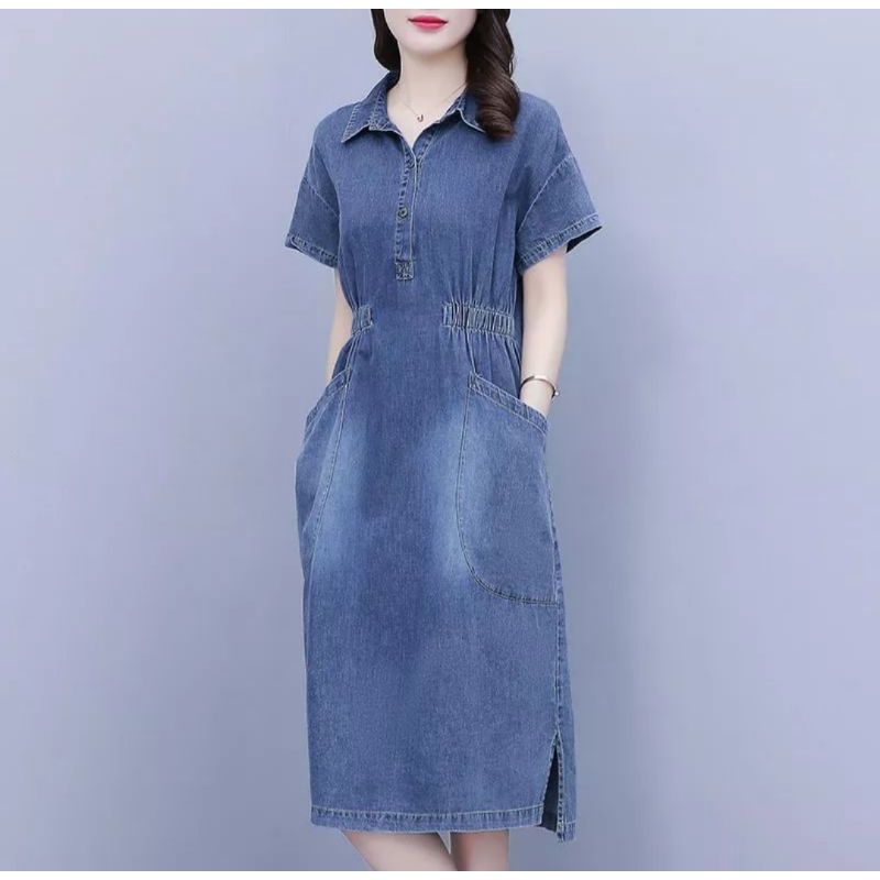 DRESS JEANS WANITA DEPAN KIRI KANAN KARET