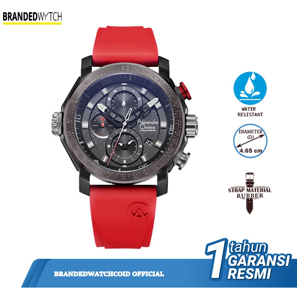 Jam Tangan Alexandre Christie AC 6565 Karet Pria Original Diameter