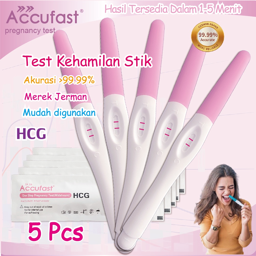 ACCUFAST Test Pack Kehamilan 5Pcs Alat Tes Kehamilan Satu Langkah 99,99% Akurasi