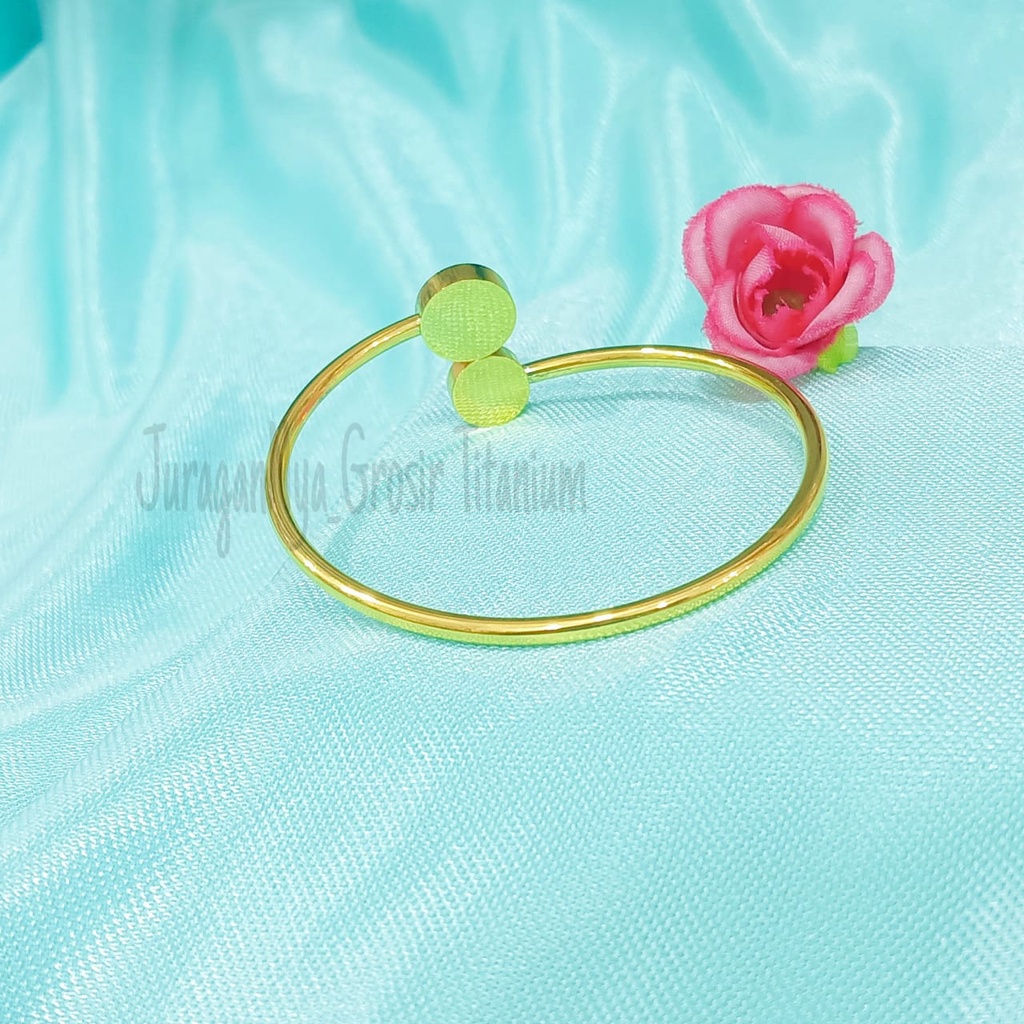 GELANG TITANIUM FLEKSIBEL BULAT PERMATA  ANTI KARAT&amp;ANTI LUNTUR 316