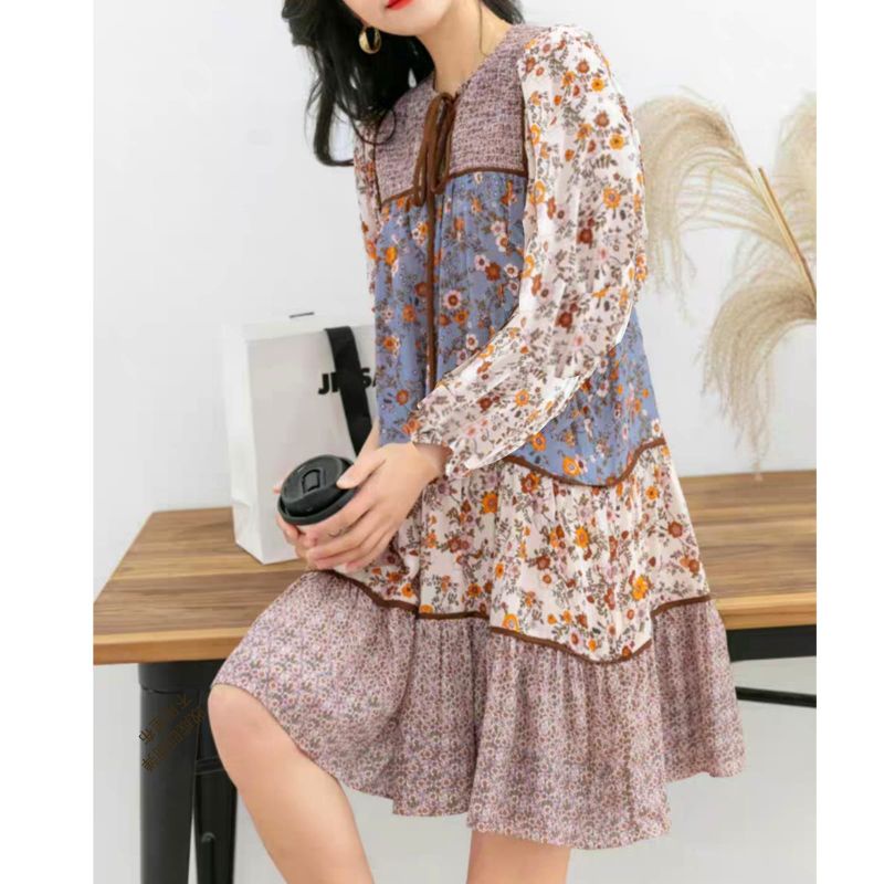 MDLV ~ 1815# Pjg Maldiva Long Sleeve Loose Dress Import