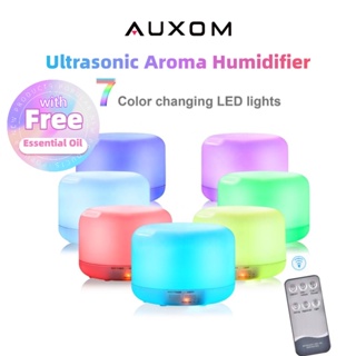 AUXOM Humidifier Aroma Terapi Diffuser 300ML/500ML+Essential Oil Remote Control 7 LED Light Air Purifier Aromatherapy Pengharum Pelembab Udara