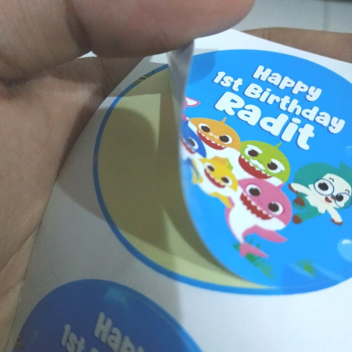 label stiker SHARK PARTY Ulang Tahun Anak - sticker birthday party stiker hampers sticker hamper stiker bingkisan ultah