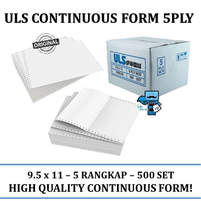 

Continuous Form ULS 9.5x11 5 ply / 5ply / 5 Rangkap NCR - High Quality