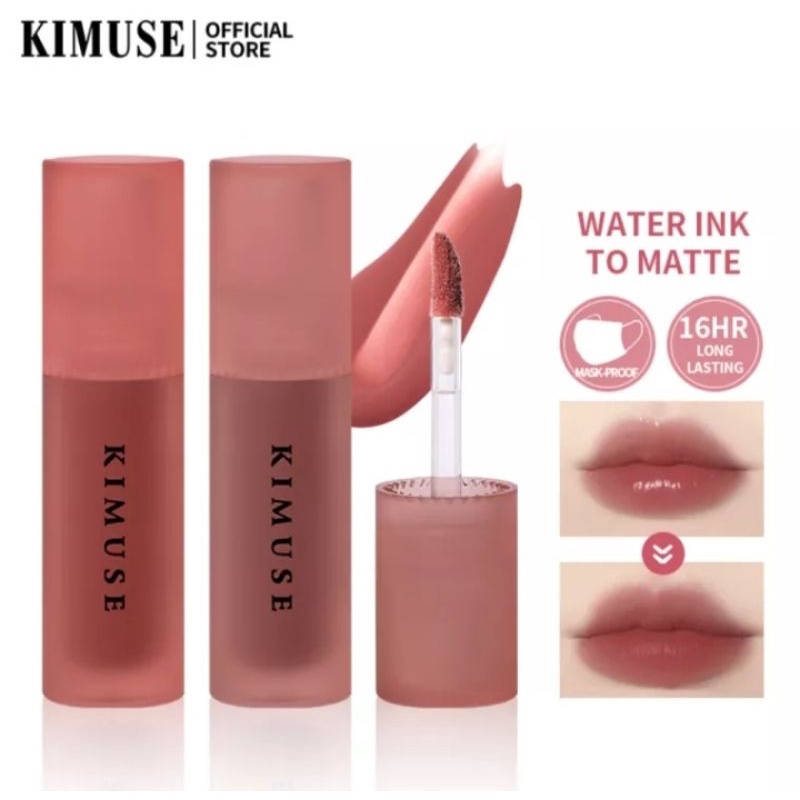 FS_SHOOP- KIMUSE Lipstik Lip Gloss, Lipstik Lip Gloss Pencerah Wajah Alami Matte Beludru Glasir Kabu