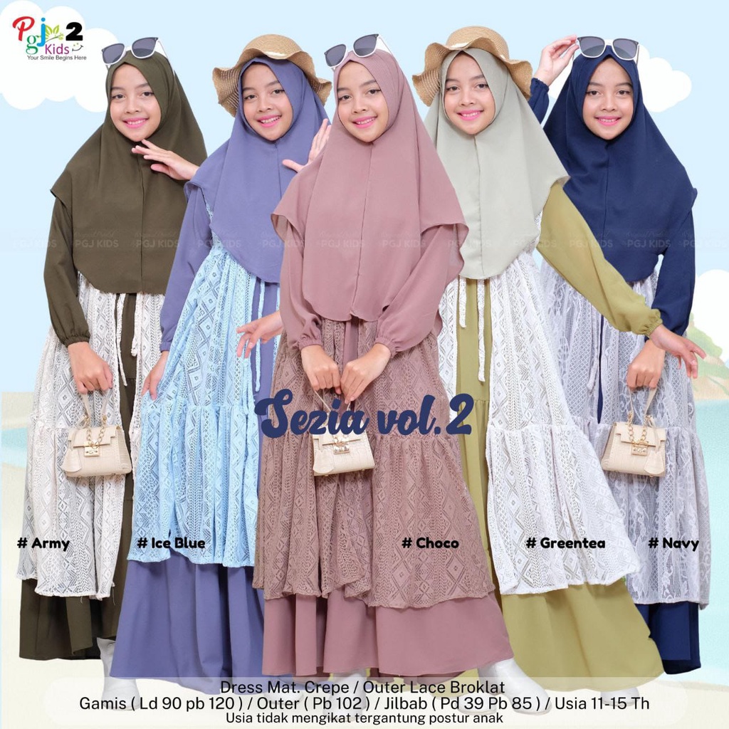 BISA COD One Set Gamis Panjang Elegant Dengan Outer Lace Broklat Dan Jilbab Untuk Remaja Perempuan S