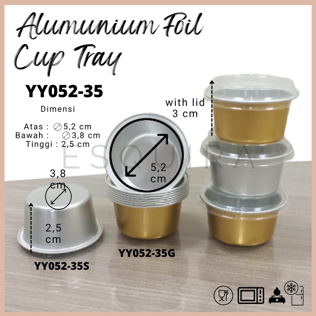 Aluminium Foil Cup Tray 35ml with PET Lid 10 Pcs / YY052-35