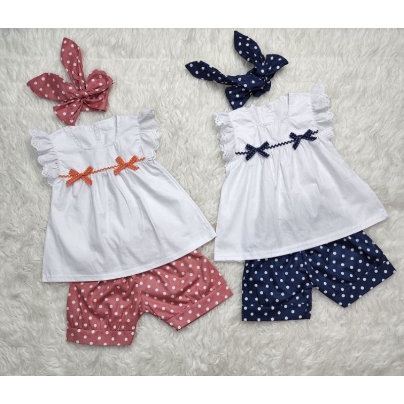 baju bayi perempuan Set Celana Hannia ff009