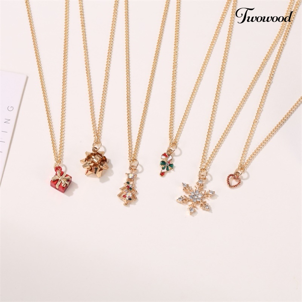 Kalung Dengan Liontin Bentuk Pohon Natal Snowflake Untuk Hadiah