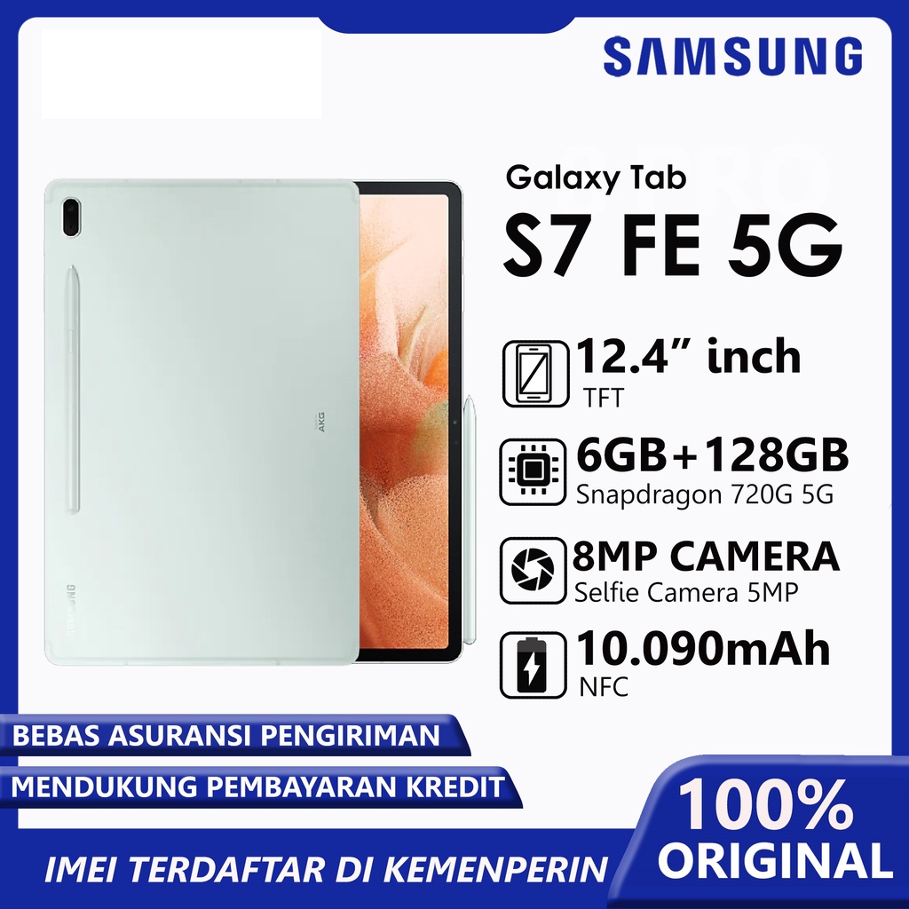 Samsung Galaxy TAB S7 FE T736 RAM 6 GB ROM 128 GB 6/128 12 Inch 5G Garansi Resmi