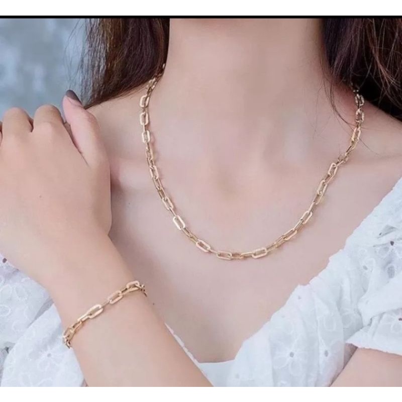Kalung/gelang Titanium paper clip pria dan wanita model terbaru