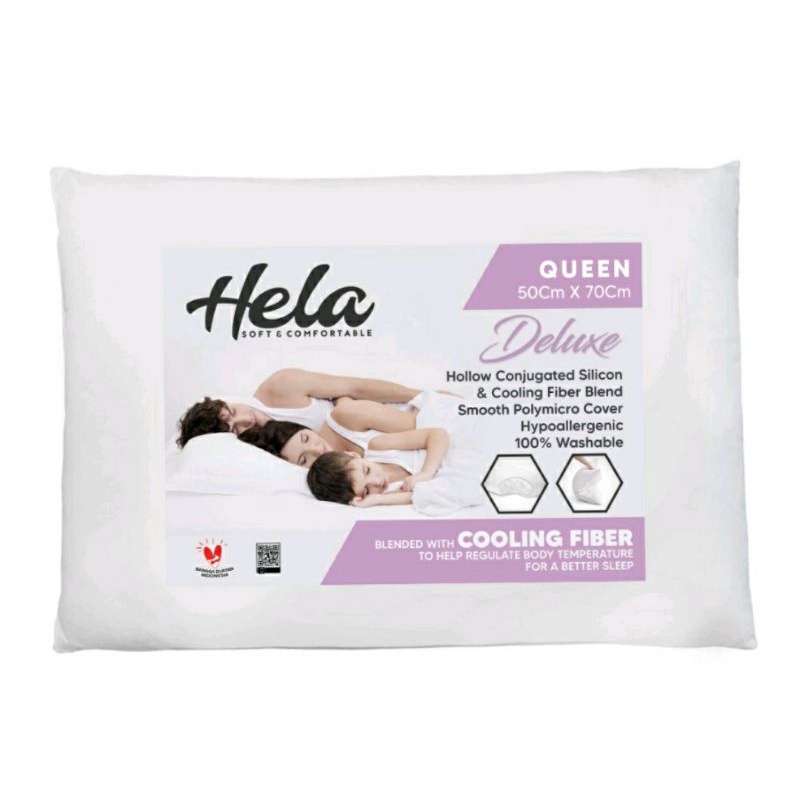 Bantal Hela Deluxe Queen Hollow Conjugated Silicon &amp; Cooling Fiber Blend ( Uk. 50cm x 70cm)