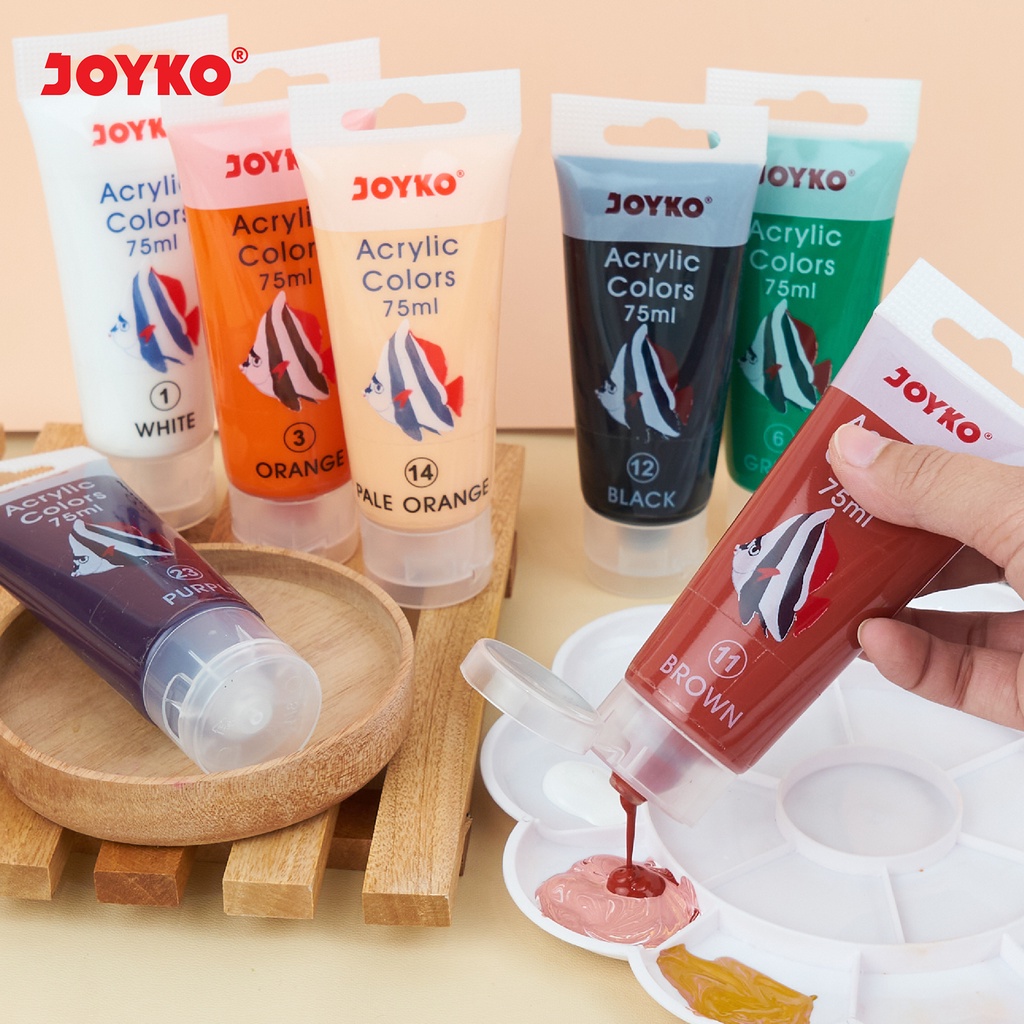 

JOYKO TITI ACRYLIC COLOURS 75ML / CAT AKRILIK JOYKO 75ML PRAKARYA PUTIH MERAH BIRU KUNING HITAM TITI SATUAN BOTOL