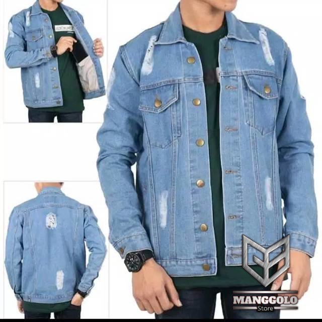 Jaket Jeans Sobek Pria /Jaket Denim Sobek /Jaket Levis Pria