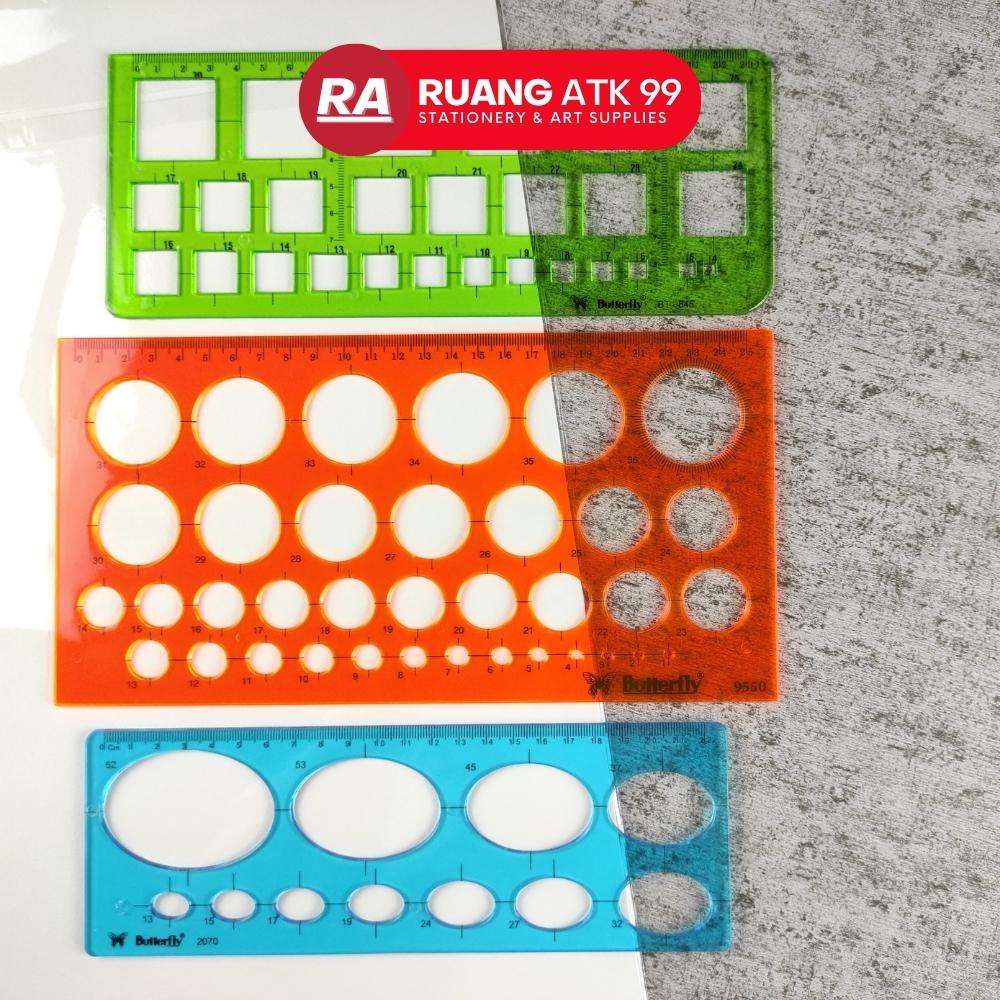 

Penggaris Plastik Butterfly Template Oval Circle Square Ruler