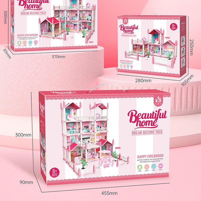 Uoptoy Mainan Princess Castle Rumah Rumahan Doll House  Play House Kado Ulang Tahun Cewek Perabot Mainan Edukasi Rumah Doll